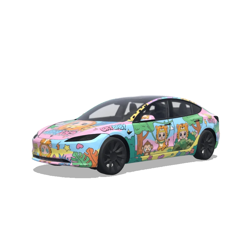 Tesla Model 3 (2024+) Standard & Premium — popmart CRYBABY Wild but Cutie wrap preview