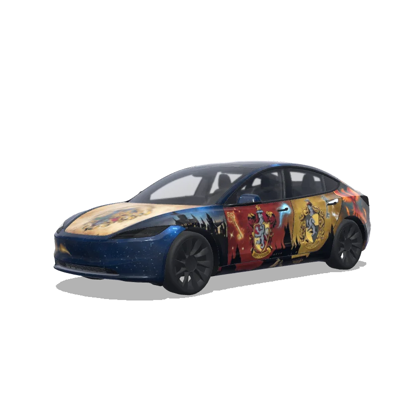 Tesla Model 3 (2024+) Standard & Premium — Hogwarts wrap preview