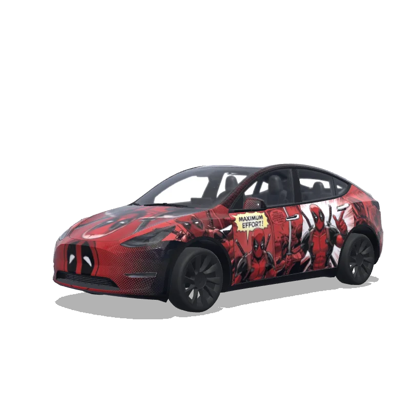 Tesla Model Y 2020-2024 — aperçu du wrap Deadpool