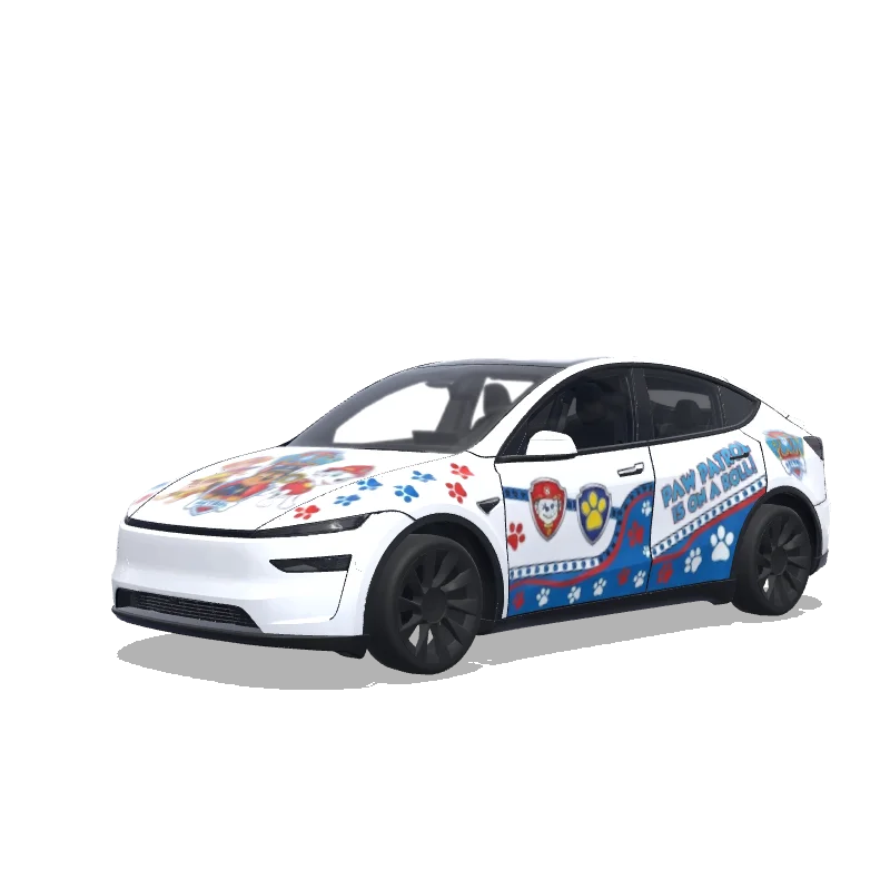 Tesla Model Y (2025+) Premium — Wrap-Vorschau: paw patrol white car