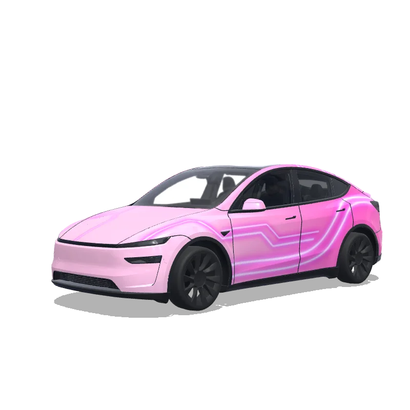 Tesla Model Y (2025+) Premium — Gradient baby Pink with thin cyber punk pink neon lights wrap preview