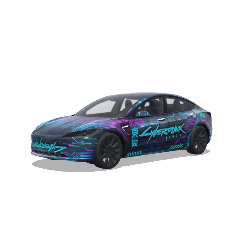 Tesla Model 3 (2024+) Standard & Premium — aperçu du wrap Design personnalisé