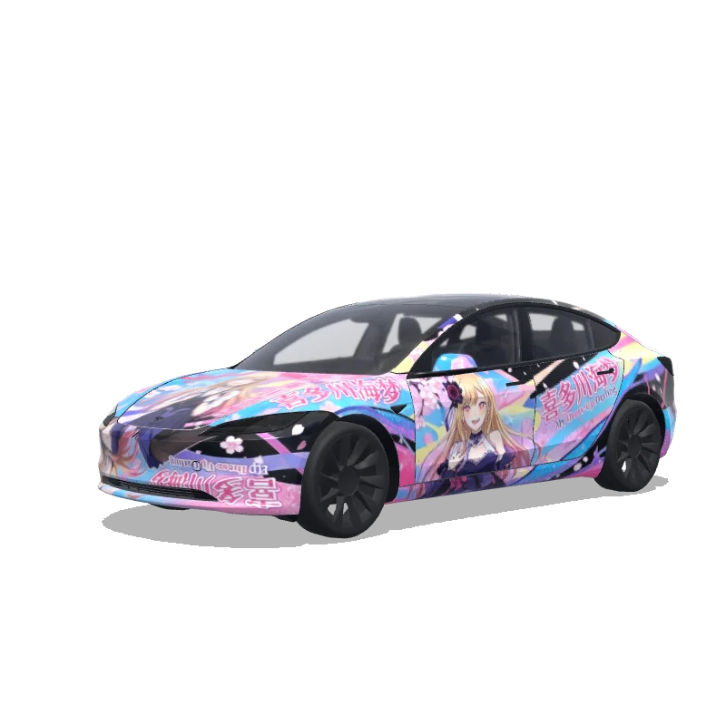 Tesla Model 3 (2024+) Standard & Premium — 帮我设计喜多川海梦的痛车 wrap preview