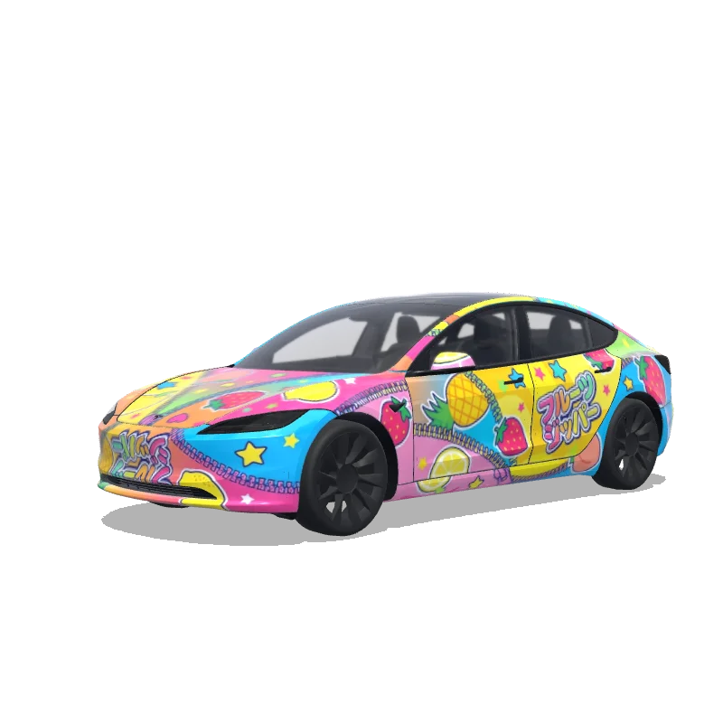 Tesla Model 3 (2024+) Standard & Premium — フルーツジッパー wrap preview
