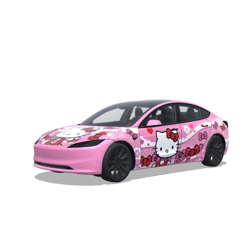 Tesla Model 3 (2024+) Standard & Premium — Wrap-Vorschau: Hello Kitty