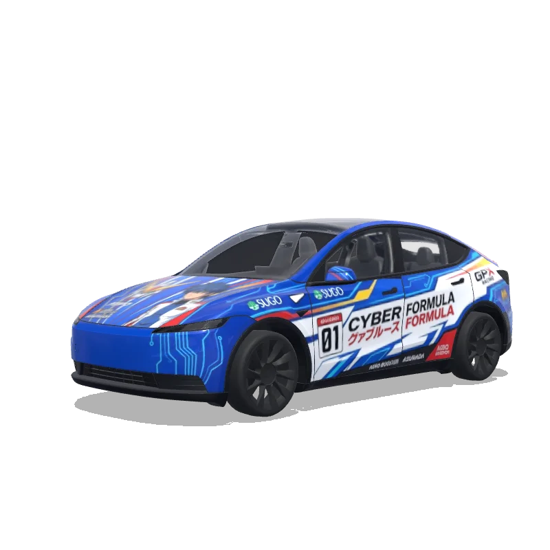 Tesla Model Y (2025+) Standard — Future GPX Cyber Formula Style wrap preview