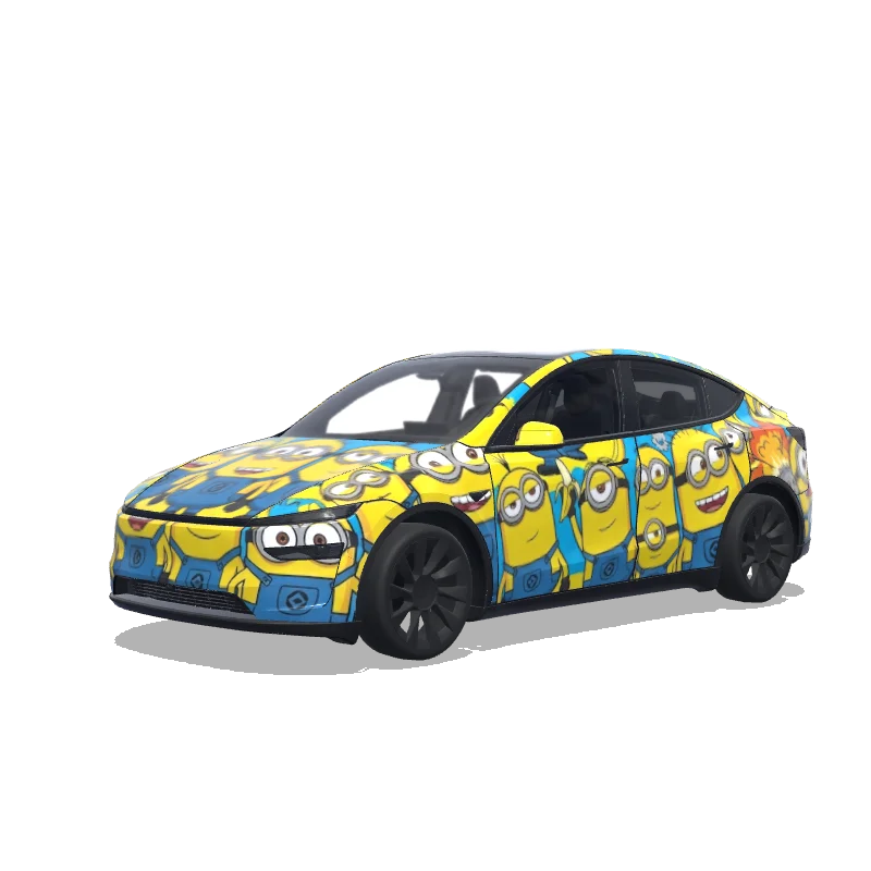Tesla Model Y (2025+) Premium — 设计已大眼萌小黄人为主题的 wrap preview