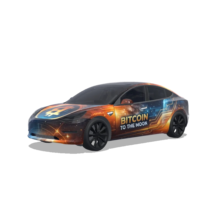 Tesla Model 3 2017-2023 — aperçu du wrap BITCOIN INSIPRED DESIGN, BITCOIN TO THE MOON