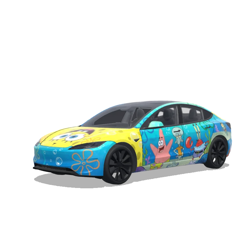 Tesla Model 3 (2024+) Performance — Wrap-Vorschau: spongebob