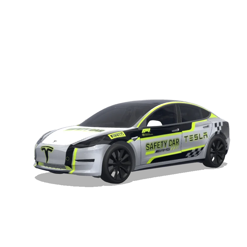 Tesla Model 3 2017-2023 — vista previa del diseño f1 safety car design with tesla wording