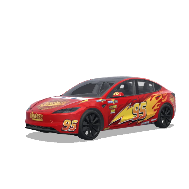 Tesla Model 3 (2024+) Performance — Wrap-Vorschau: Lightning mcqueen
