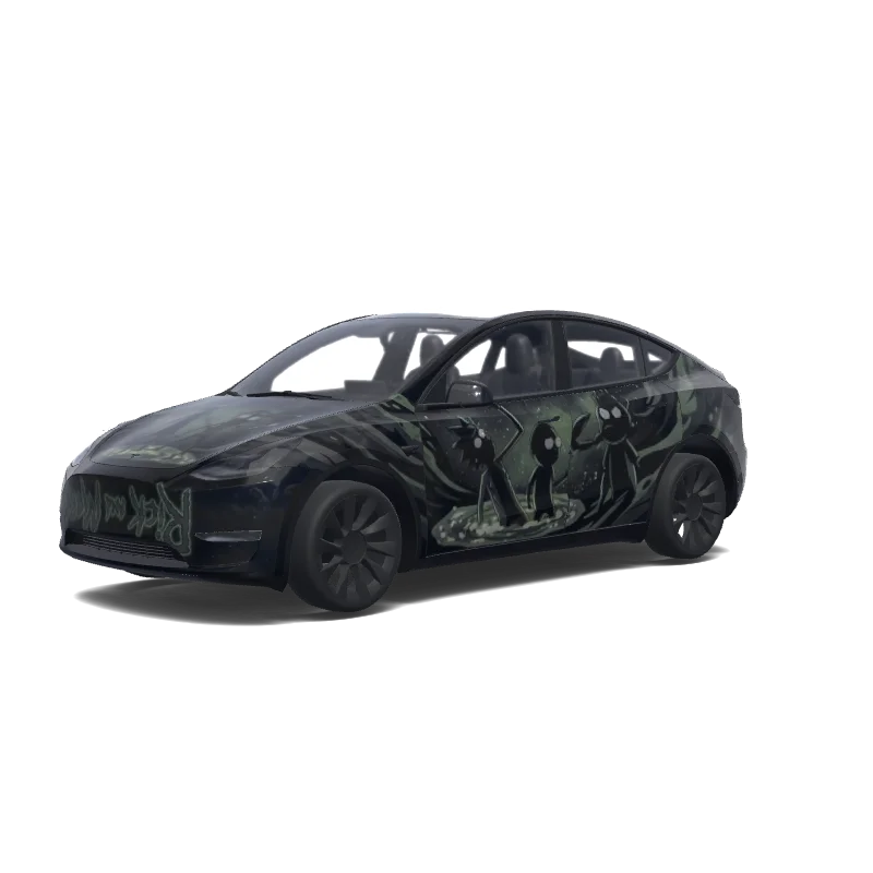 Tesla Model Y 2020-2024 — Rick and Morty wrap. Colors: black. wrap preview