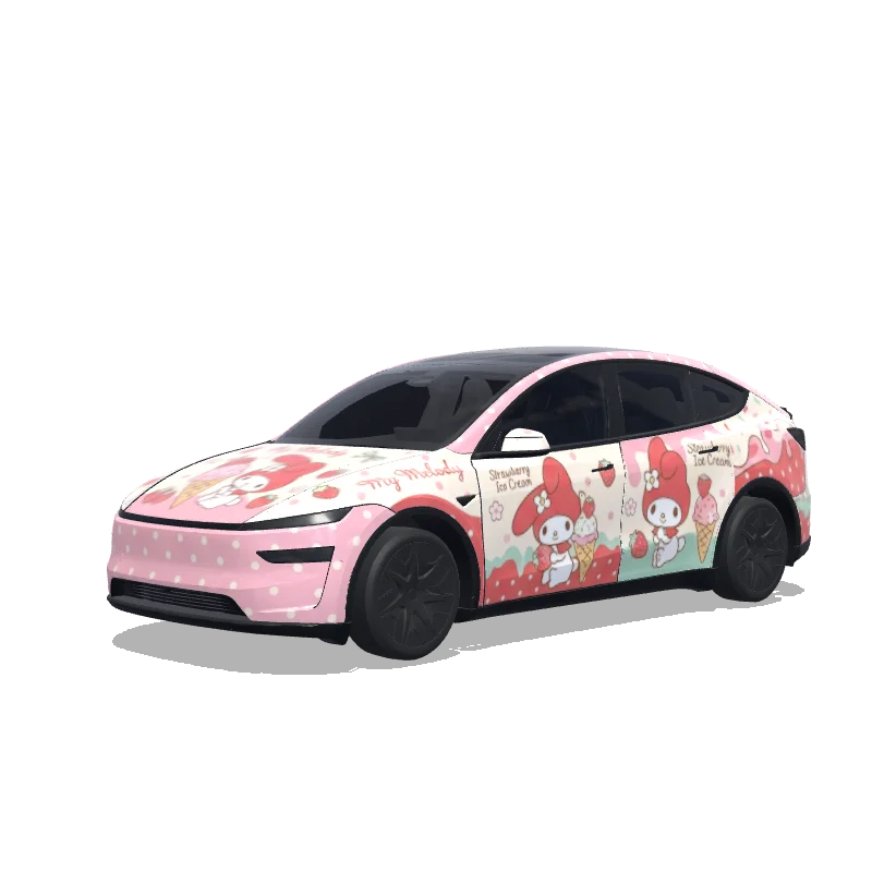 Tesla Model Y L 2025+ — aperçu du wrap 美乐蒂和草莓冰激凌