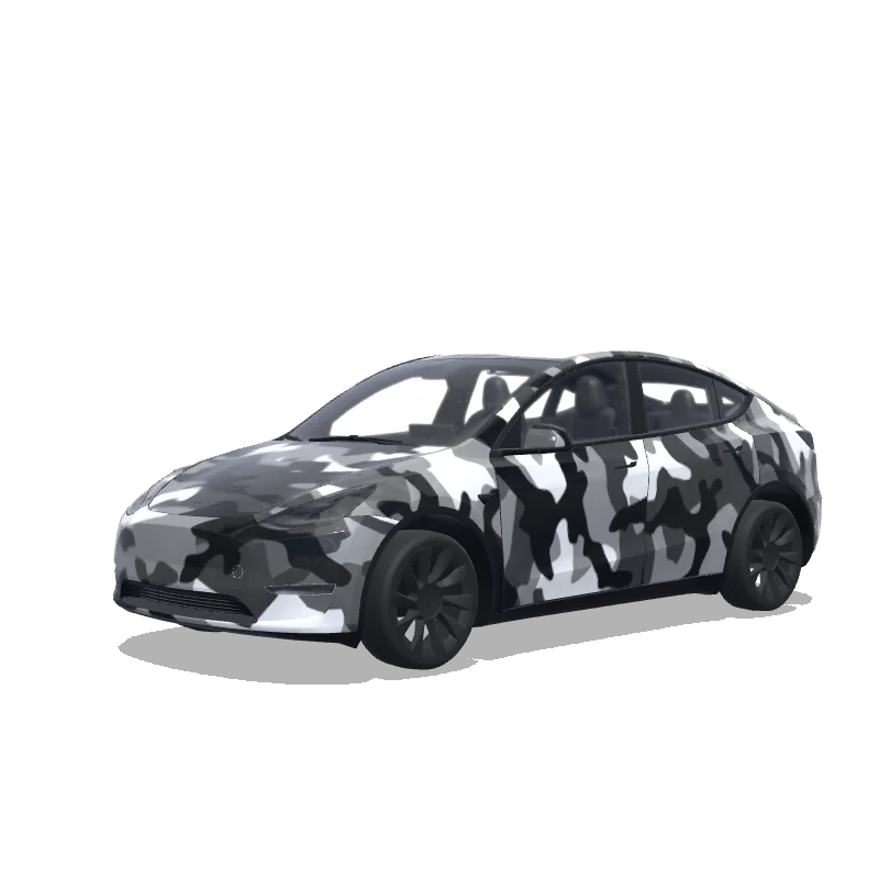 Tesla Model Y 2020-2024 — Wrap-Vorschau: Black, Grey and white urban camo