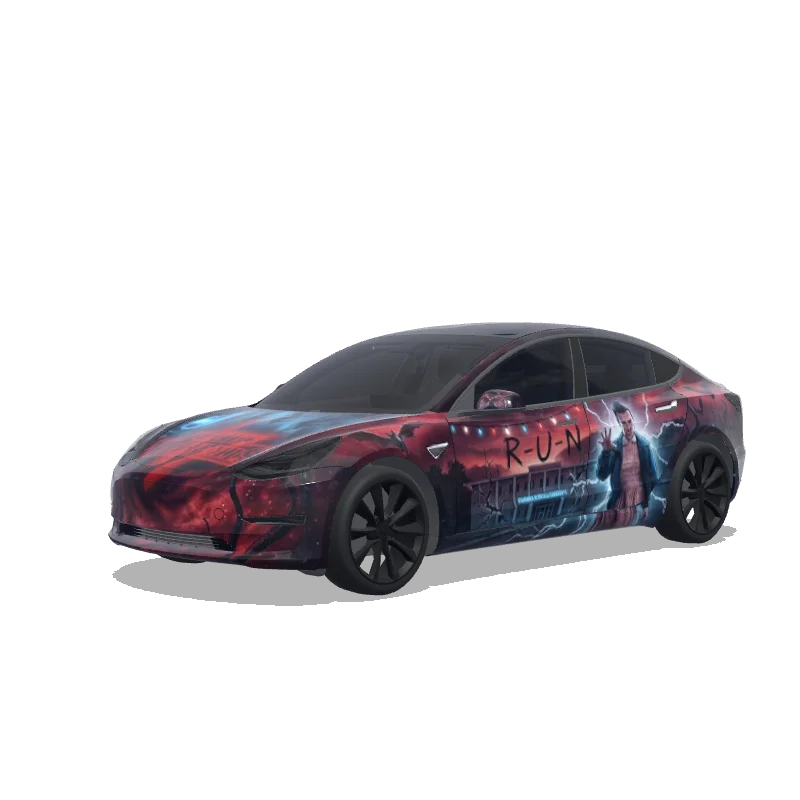 Tesla Model 3 2017-2023 — stranger things custom wrap preview
