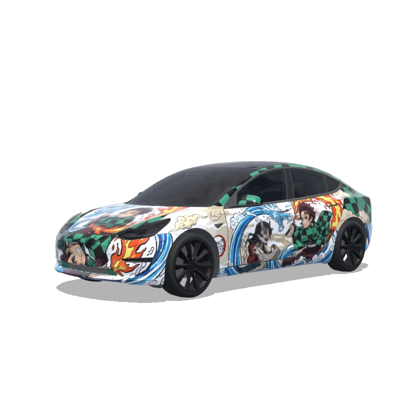 Tesla Model 3 2017-2023 — vista previa del diseño demon slayer tanjiro fight