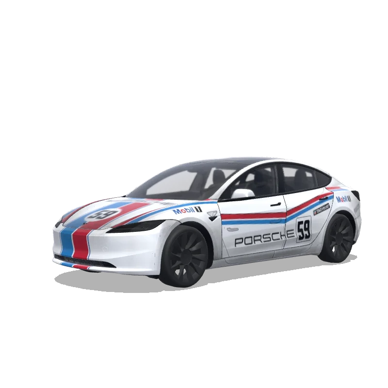 Tesla Model 3 (2024+) Standard & Premium — Porsche Rennsport wrap preview