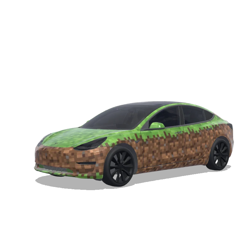 Tesla Model 3 2017-2023 — Minecraft grass block 랩 미리보기