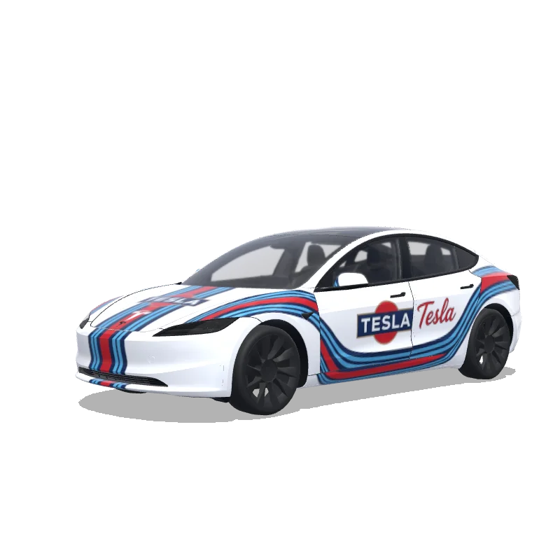 Tesla Model 3 (2024+) Standard & Premium — vista previa del diseño Look Martini racing avec la marque Tesla inclue
