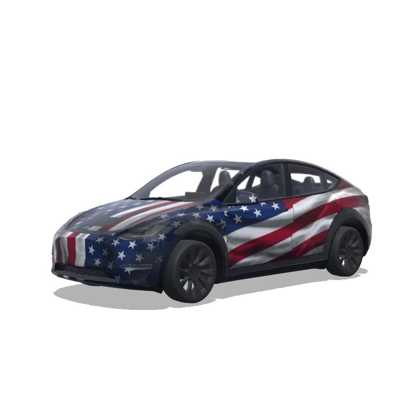Tesla Model Y 2020-2024 — American Flag with carbon fiber accents wrap preview