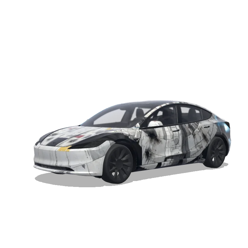 Tesla Model 3 (2024+) Standard & Premium — aperçu du wrap Décorer la tesla tel le faucon Millenium de star wars