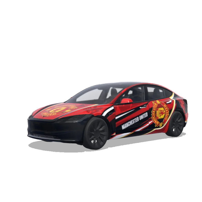 Tesla Model 3 (2024+) Standard & Premium — aperçu du wrap Manchester united football club