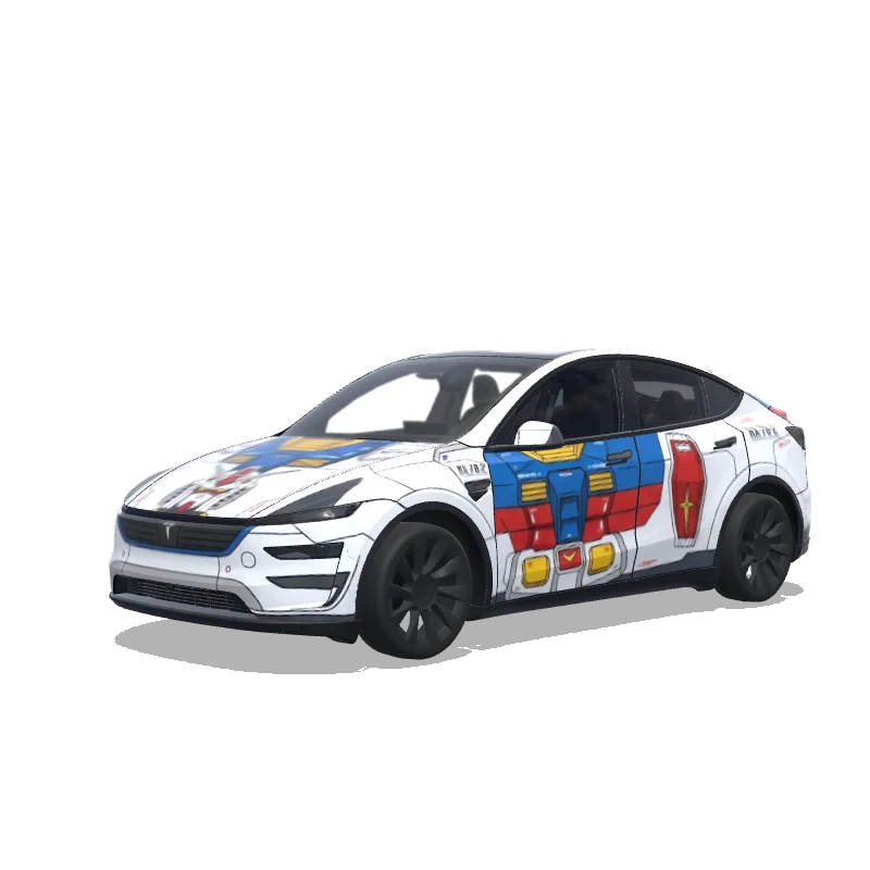 Tesla Model Y (2025+) Premium — Gundam RX78 Design with white background wrap preview