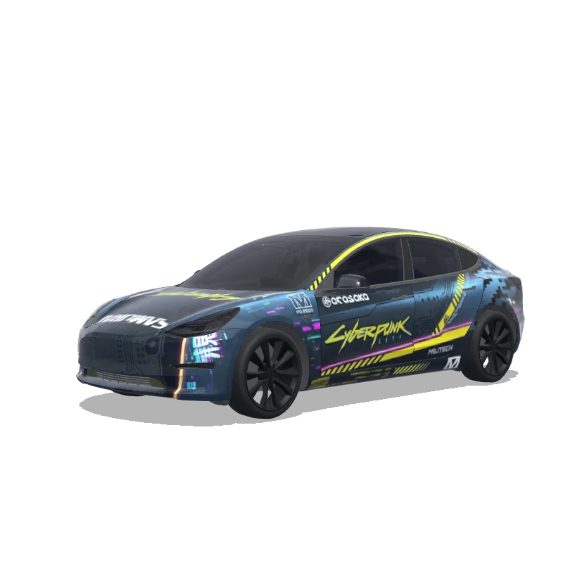 Tesla Model 3 2017-2023 — vista previa del diseño cyberpunk 2077