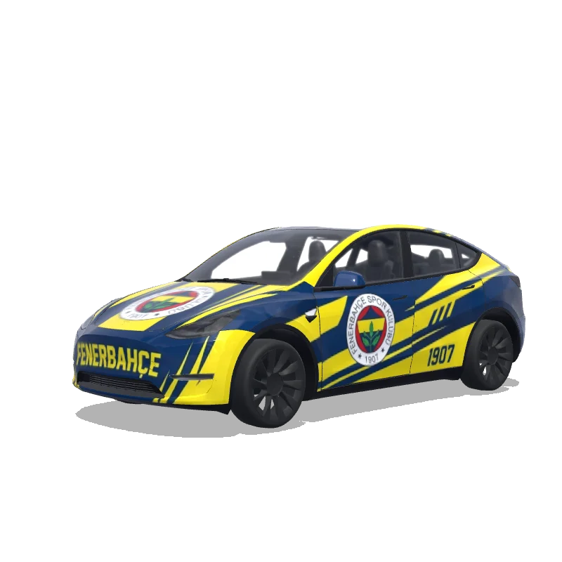 Tesla Model Y 2020-2024 — fenerbahçe spor klubü renkleri, logosu ile tasarla 랩 미리보기