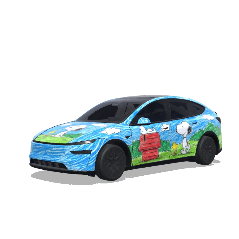 Tesla Model Y L 2025+ — Wrap-Vorschau: 蜡笔画史努比