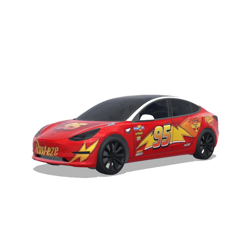 Tesla Model 3 2017-2023 — vista previa del diseño Lightning McQueen