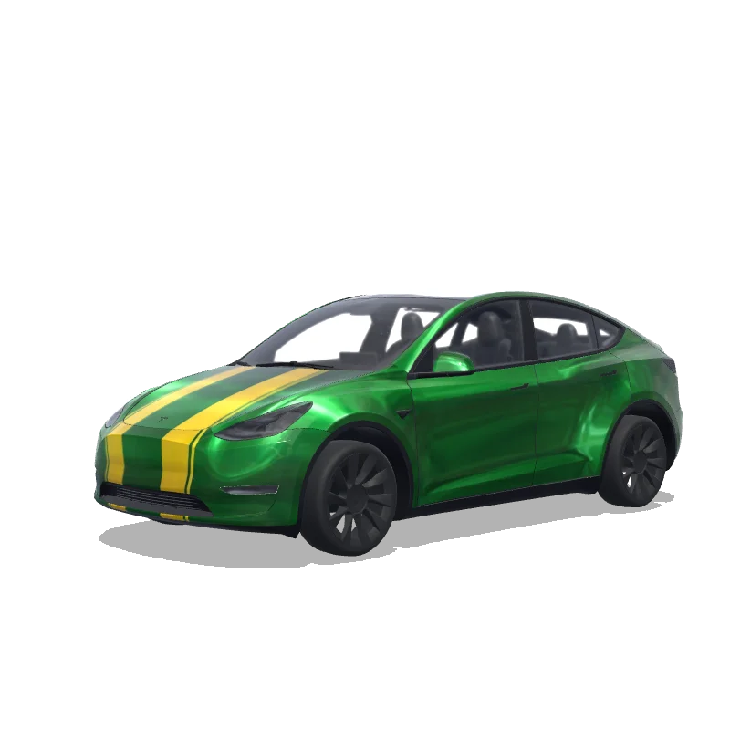 Tesla Model Y 2020-2024 — Wrap-Vorschau: metalick green with 2 yello lins on top