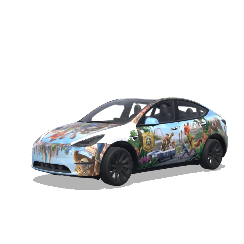 Tesla Model Y 2020-2024 — 疯狂动物城元素风格的汽车贴图 랩 미리보기