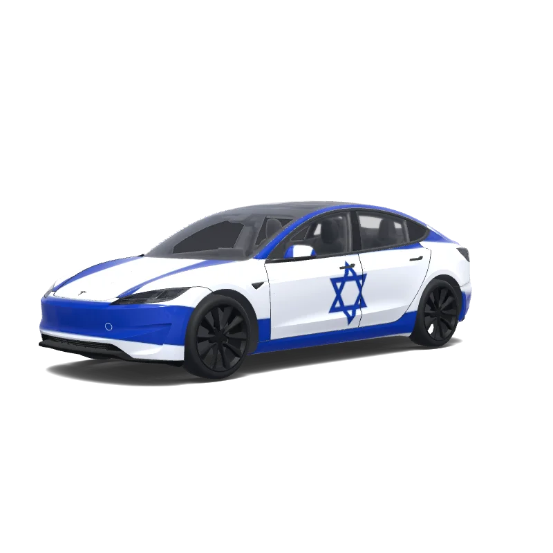 Tesla Model 3 (2024+) Performance — vista previa del diseño Israel flag with the star on the door.