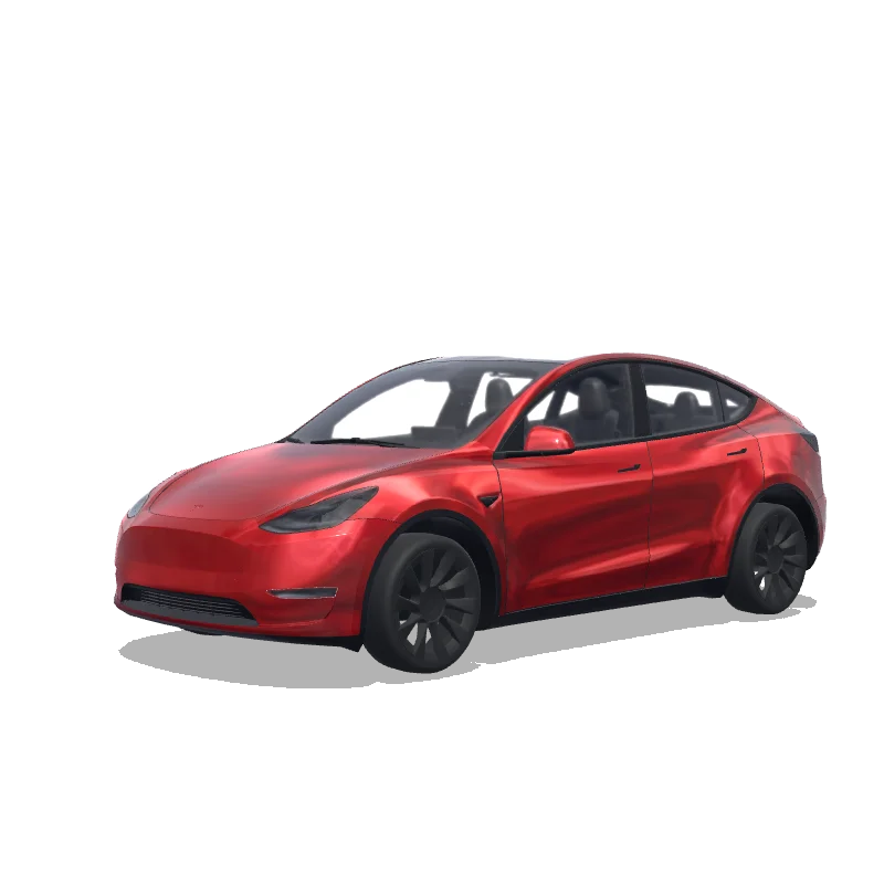 Tesla Model Y 2020-2024 — Wrap-Vorschau: color QuickSilver. Colors: red.