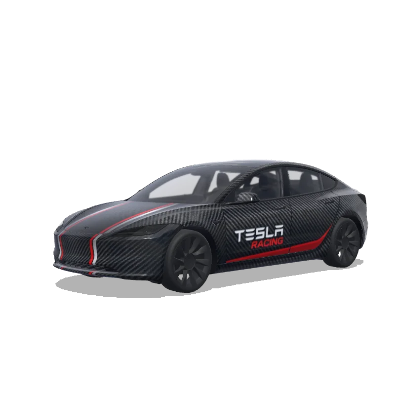 Tesla Model 3 (2024+) Standard & Premium — carbon fiber racing wrap preview