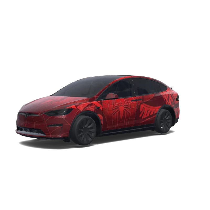 Tesla Model X 2021+ — Wrap-Vorschau: 蜘蛛侠. Colors: red.