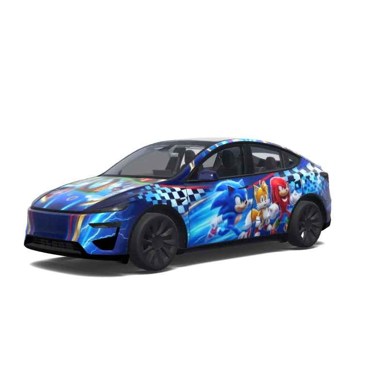 Tesla Model Y (2025+) Performance — Wrap-Vorschau: Epic Sonic the Hedgehog.