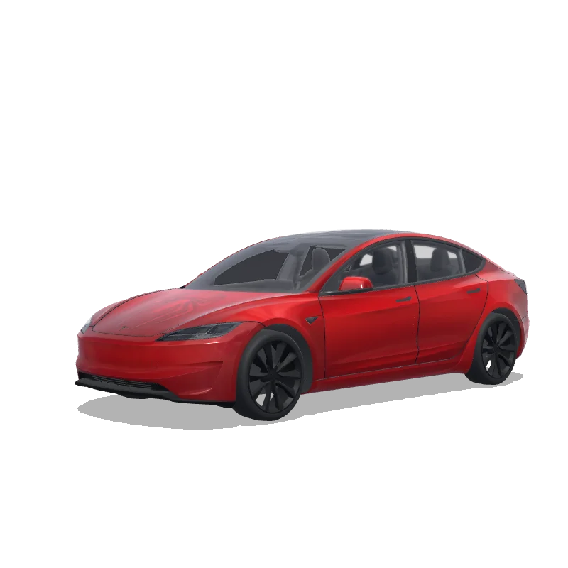 Tesla Model 3 (2024+) Performance — Wrap-Vorschau: Spider logo on hood. Colors: red.