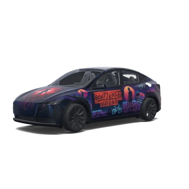 Tesla Model Y (2025+) Standard — Stranger things theme. wrap preview