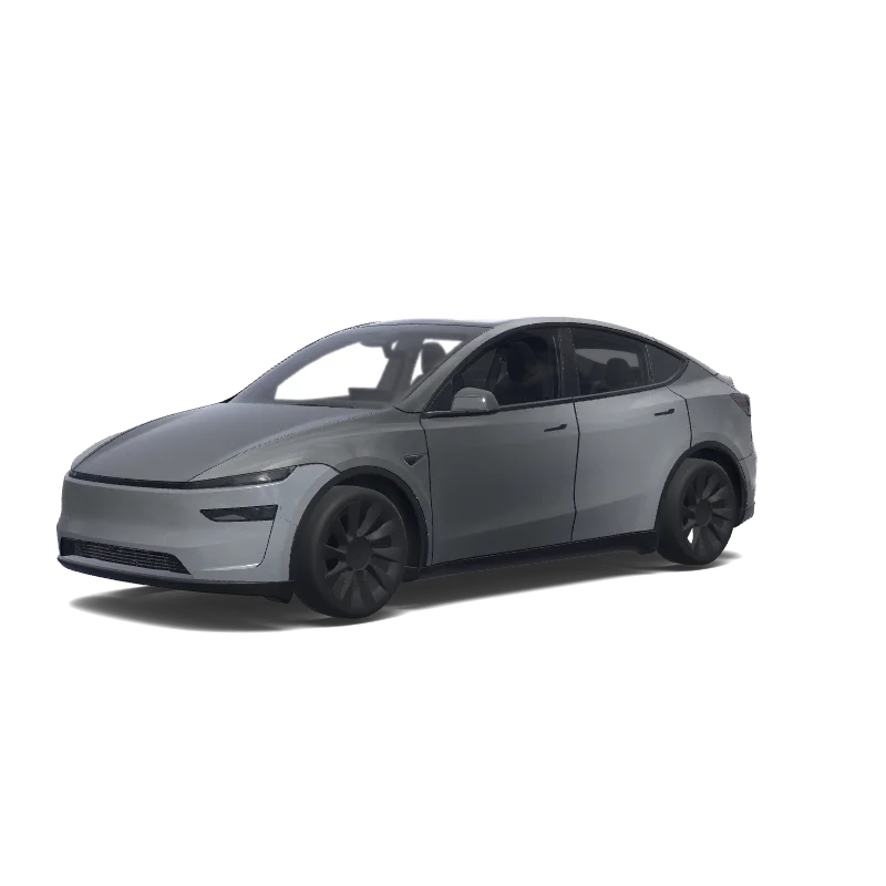 Tesla Model Y (2025+) Premium — Wrap-Vorschau: stealth gray with a satin frost wrap.