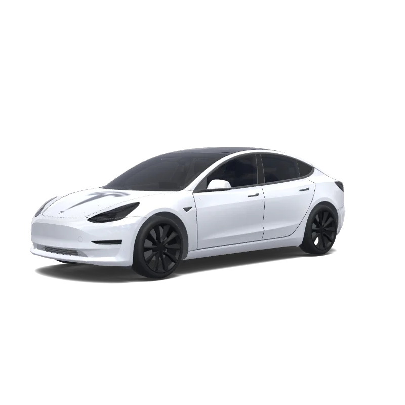 Tesla Model 3 2017-2023 — add white and did a matte PPF coating. Add a Tesla logo on the frunk. wrap preview