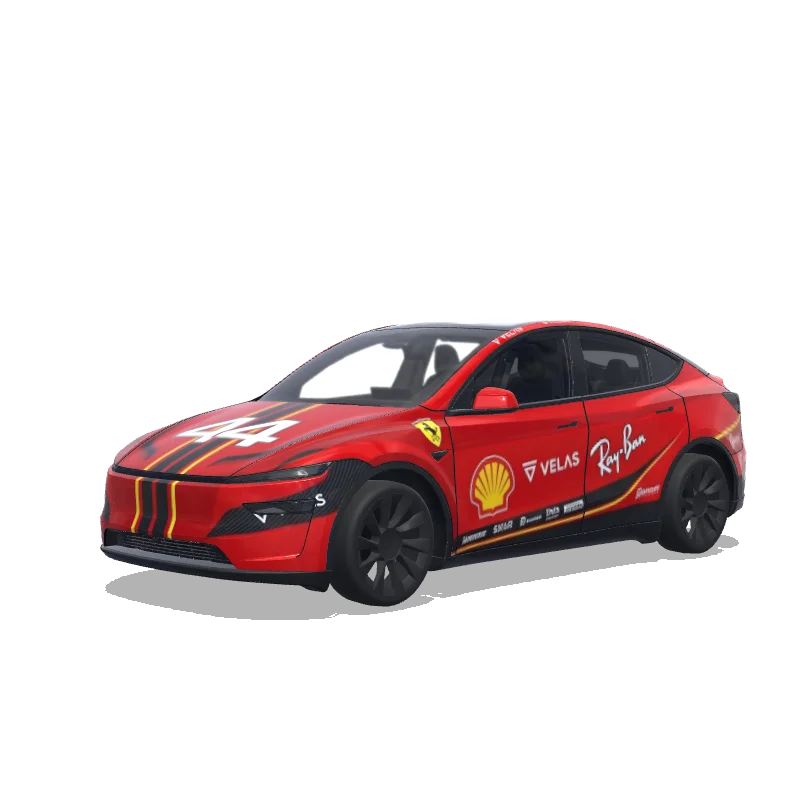 Tesla Model Y (2025+) Premium — Ferrari f1 Car Wrap with Lewis Hamilton's Number 44. wrap preview
