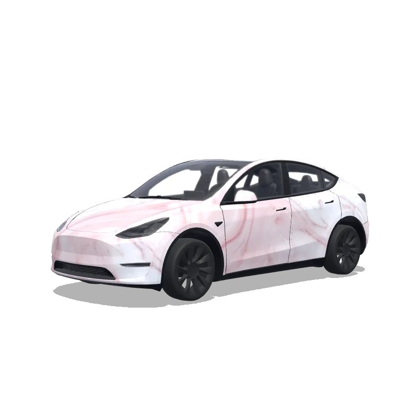 Tesla Model Y 2020-2024 — vista previa del diseño pink pastels with white marble.