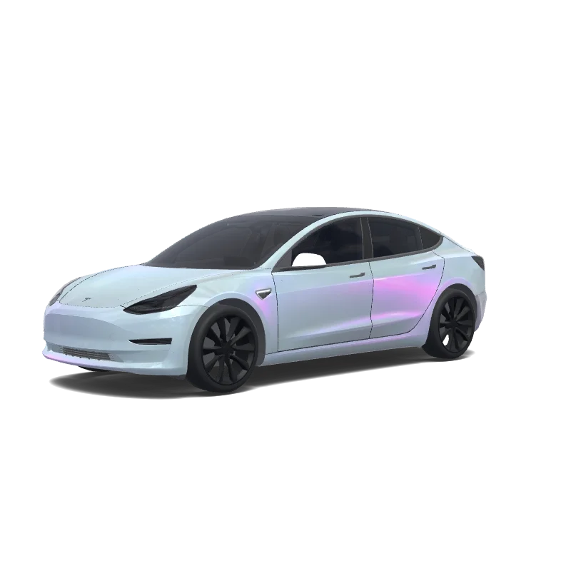 Tesla Model 3 2017-2023 — The color shift is shown on the bumper and rear door 랩 미리보기