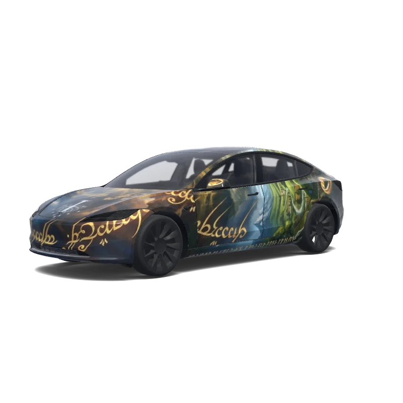 Tesla Model 3 (2024+) Standard & Premium — Wrap-Vorschau: Dans l'univers du seigneur des anneaux avec gandalf le blanc.