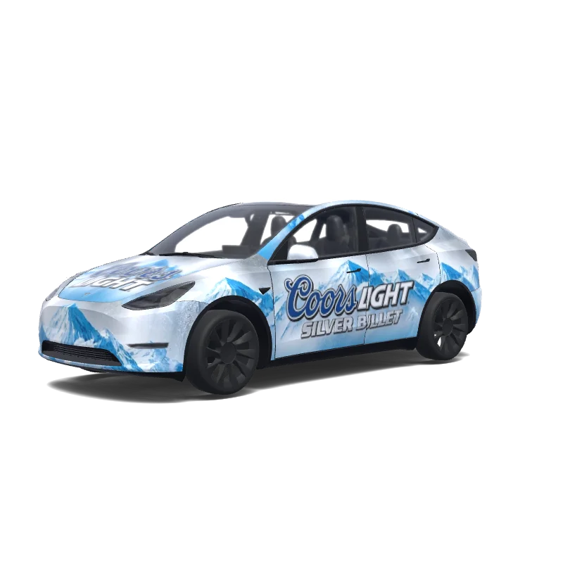 Tesla Model Y 2020-2024 — Coors light silver bullet with the blue mountains. 랩 미리보기