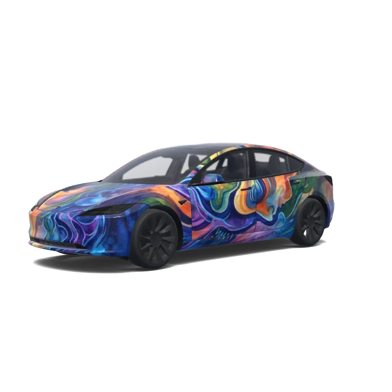 Tesla Model 3 (2024+) Standard & Premium — van zijn hoofd wrap preview