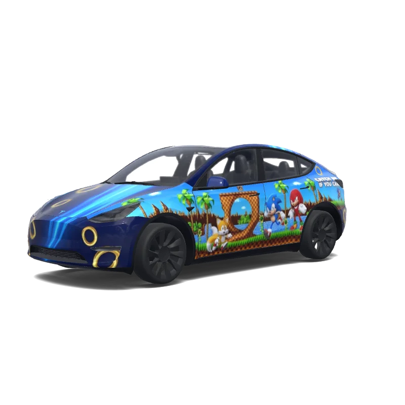 Tesla Model Y 2020-2024 — vista previa del diseño Sonic the hedgehog movie.