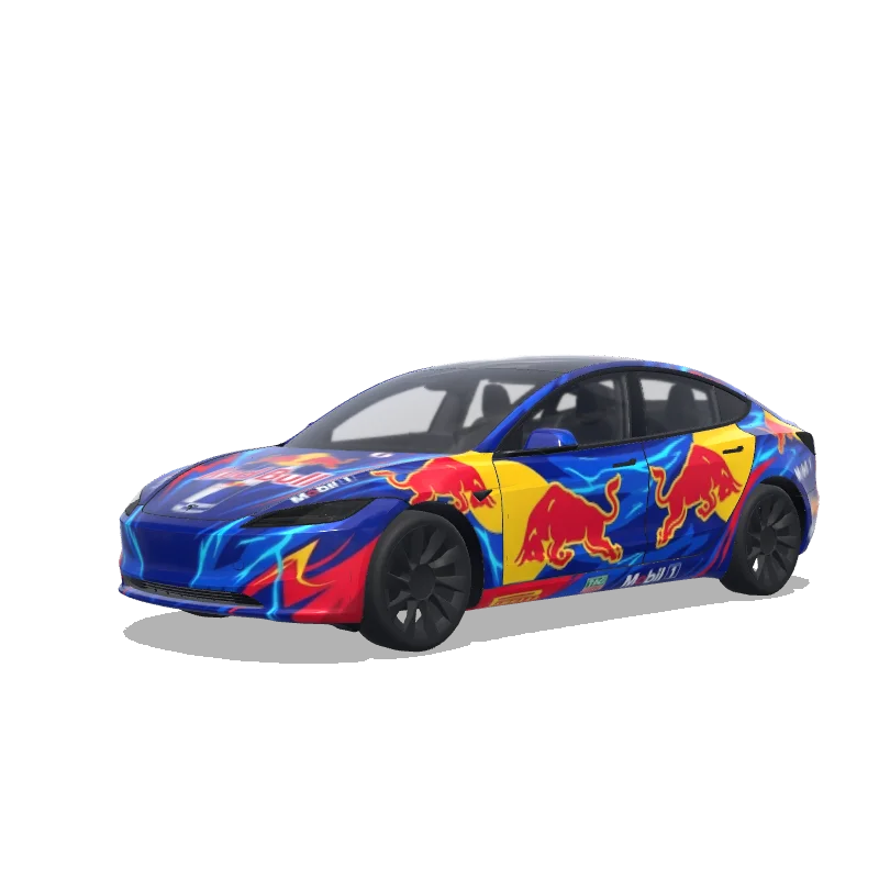 Tesla Model 3 (2024+) Standard & Premium — Wrap-Vorschau: fi redbull style.